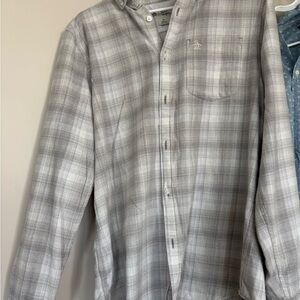 Original Penguin Gray Plaid Button-Down Shirt
